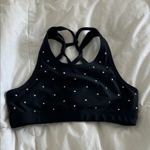 Rebel YL Black Rhinestone Embellished Sports Bra